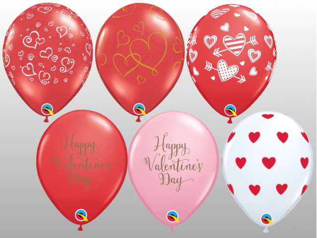 Losse ballonnen met romantische hartjes bedrukt