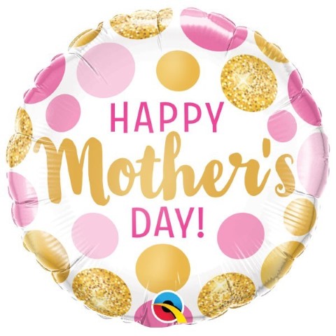 Folieballon met goud en roze tinten en de tekst 'Happy Mothers day!' bedrukt